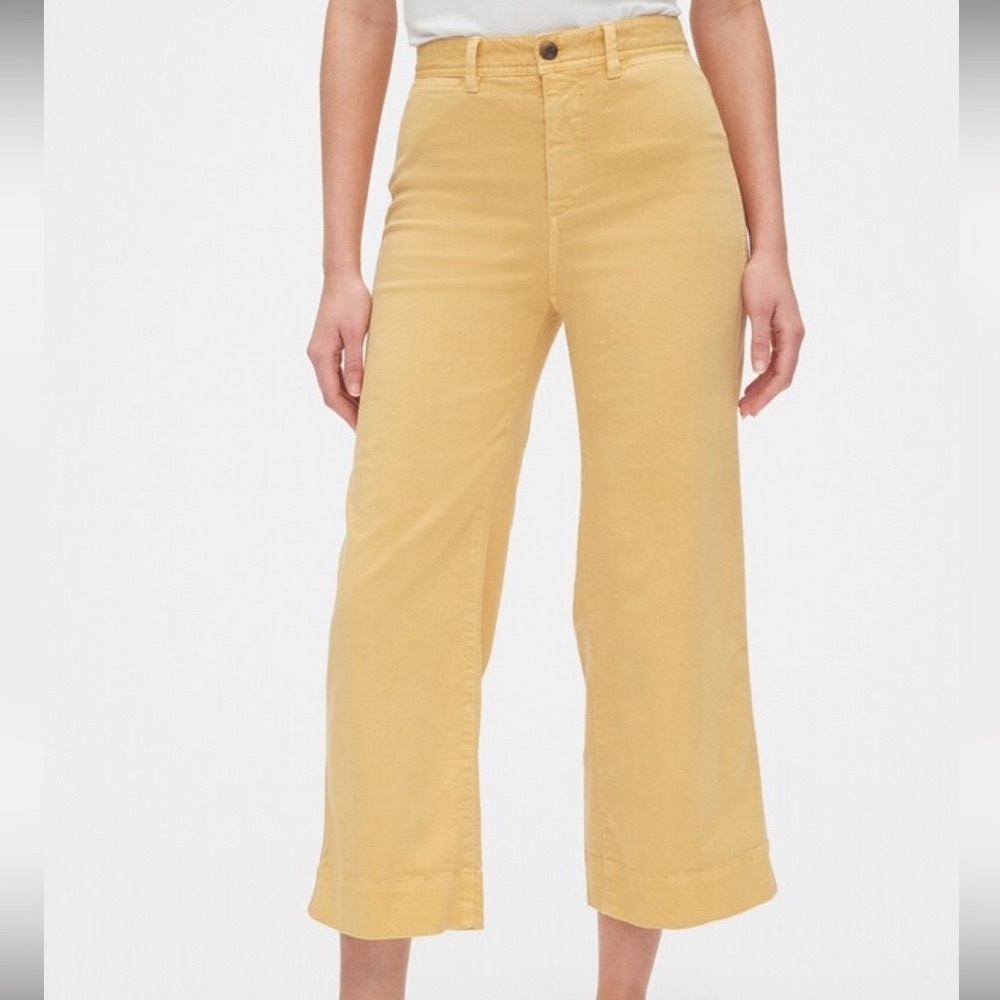 GAP Wide Leg Crop Pants 26 2 Petite Butter Yellow High Rise Chino Pant